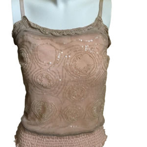 Bebe salmon pink coquette girl sequin details knit spaghetti strap top small